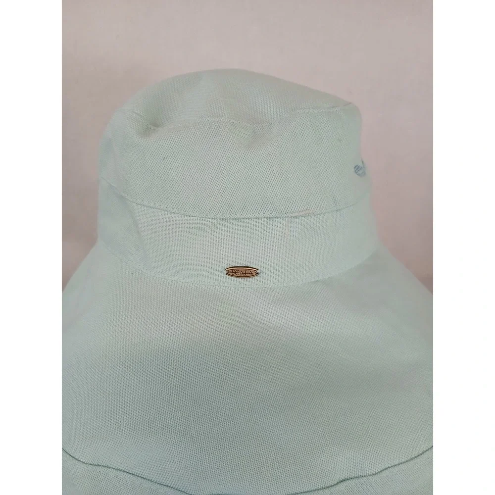 Scala Collezione Mint Green Scout Embroidered UPF 50+ Cotton Wide Brim Sun Hat